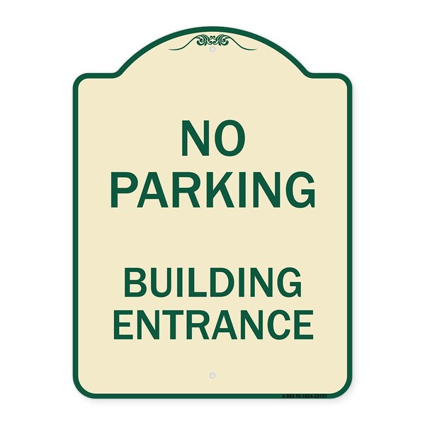 Signmission No Parking Building Entrance Heavy-Gauge Aluminum Architectural Sign, 24" x 18", TG-1824-23757 A-DES-TG-1824-23757 - main